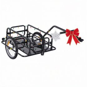 Foldable Bike Cargo Trailer Cart With Hitch, 88 Lbs. Capacity, Black (Option: Black-800x190x760 mm)