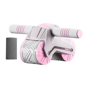 2 In 1 Belly Wheel Balanced Support and Digital Counter Automatic Rebound Mute Abdominal Exerciser Arm Muscles Slimming Home Gym (Color: Dusty Pink, Ships From: China)