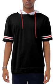 SHORT SLEEVE HOODED SHIRT (Color: Black, size: S)