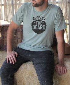 Respect the Beard Mens Tee (Color: Prism Dusty Blue, size: L)