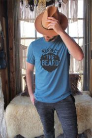 Respect the Beard Mens Tee (Color: Heather Deep Teal, size: XL)