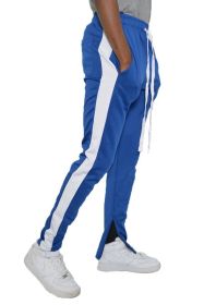 SINGLE STRIPE TRACK PANTS (Color: royal white, size: 2XL)