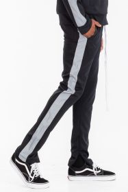 SINGLE STRIPE TRACK PANTS (Color: black yellow, size: L)