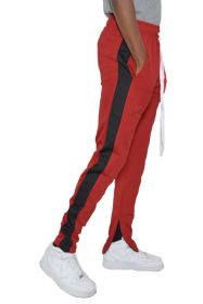 SINGLE STRIPE TRACK PANTS (Color: RED BLACK, size: XL)