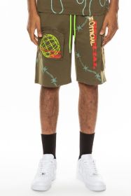 Weiv Hype Official Print Shorts (Color: OLIVE, size: 2XL)