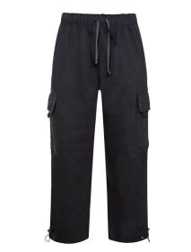 Heavyweight Fleece Cargo Pants (Color: Black, size: L)