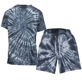 Tye Dye Shirt and Short Set (Color: Black, size: L)
