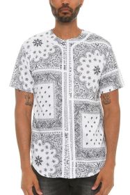 Bandana Print Baseball Jersey (Color: White, size: XL)