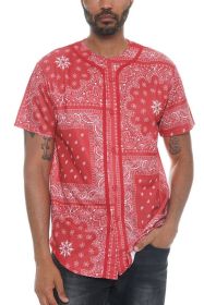 Bandana Print Baseball Jersey (Color: Red, size: XL)
