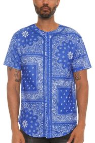 Bandana Print Baseball Jersey (Color: ROYAL, size: 3XL)