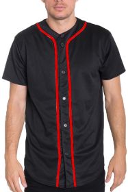 Solid Baseball TShirt Jersey (Color: black red, size: XL)