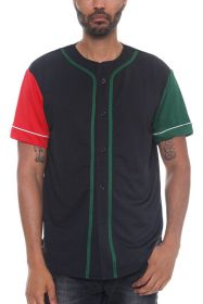 Solid Baseball TShirt Jersey (Color: BLACK GREEN RED, size: 2XL)