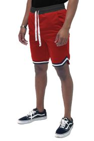 Solid Athletic Basketball Sports Shorts (Color: Red, size: 2XL)