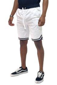 Solid Athletic Basketball Sports Shorts (Color: White, size: 2XL)