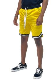 Solid Athletic Basketball Sports Shorts (Color: Yellow, size: 3XL)