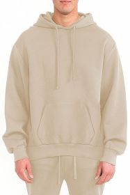 Mens Solid Tech Fleece Hoodie (Color: OATMEAL, size: 2XL)