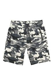 COTTON BLEND LOUNGE SWEAT SHORTS (Color: CAMO GREY, size: M)