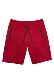 COTTON BLEND LOUNGE SWEAT SHORTS (Color: Red, size: L)