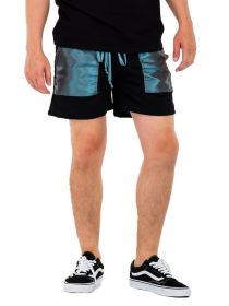 Peacock Iridescent Above the Knee Shorts (Color: Blue, size: M)