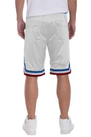 STRIPED BAND SOLID BASKETBALL SHORTS (Color: White, size: M)