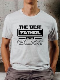 Best Father in the Galaxy Graphic Mens Tee (Color: Ash, size: 2X)