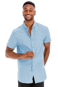 Weiv Men's Casual Short Sleeve Solid Shirts (Color: Sky blue, size: XL)