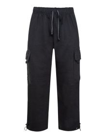 Heavyweight Fleece Cargo Pants (Color: Black, size: 2XL)