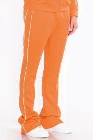 Mens Side Pipe Stacked Flare Pants (Color: Red, size: 2XL)