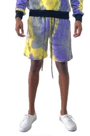 Weiv Mens Tye Dye Sweat Shorts (Color: PURPLE YELLOW, size: S)