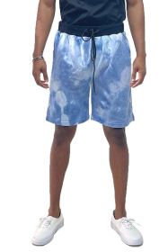 Weiv Mens Tye Dye Sweat Shorts (Color: WHITE BLUE, size: S)