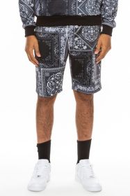 Weiv Mens Paisley Bandana Print Shorts (Color: Black, size: S)