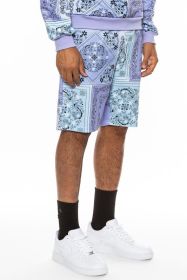 Weiv Mens Paisley Bandana Print Shorts (Color: Lavender, size: M)