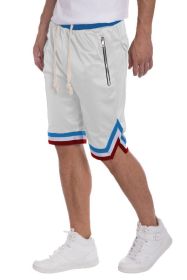 STRIPED BAND SOLID BASKETBALL SHORTS (Color: Yellow, size: L)